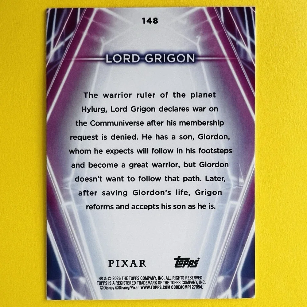 2026 Topps Disney Neon Lord Grigon #148 Pixar Base Card
